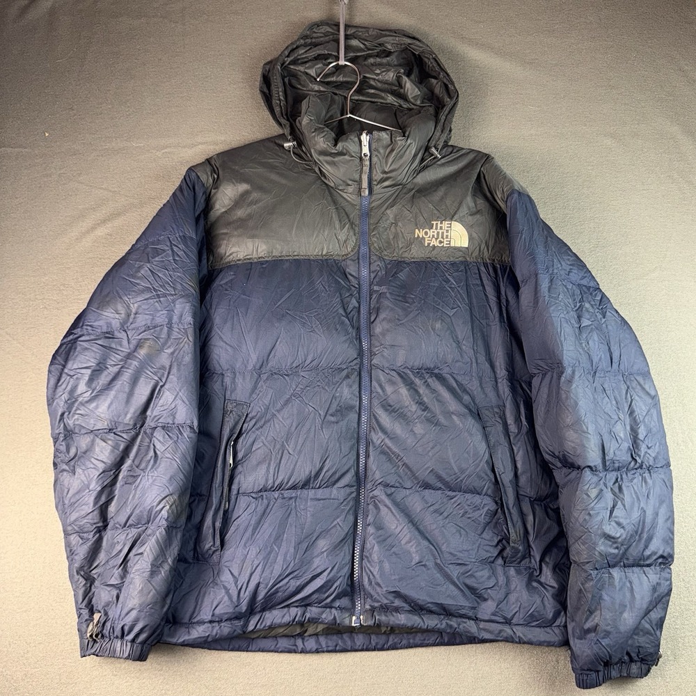 The North Face 700 Down Puffer Jacket Men's Medium Black/Blue Full Zip